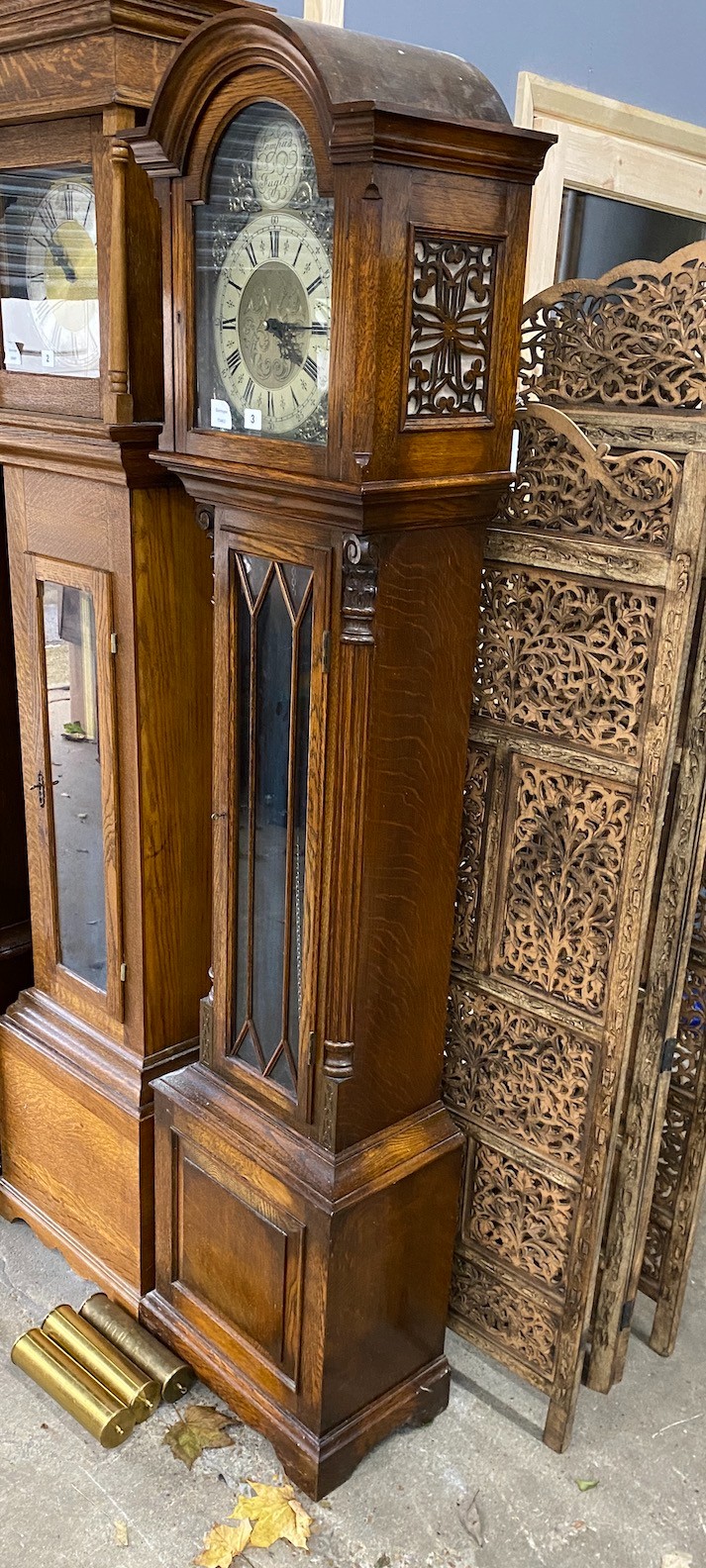 A modern oak longcase clock, with 